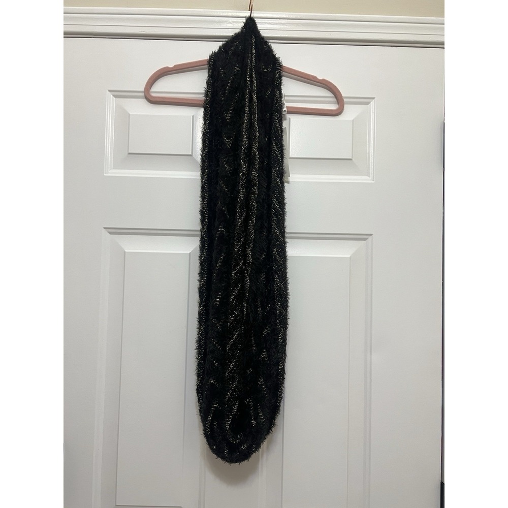 NWT Chicos Scarf Glam Infinity Oblong Black Gold Evening Party Office Wear 36"